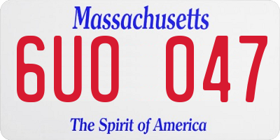 MA license plate 6UO047
