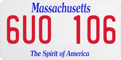 MA license plate 6UO106