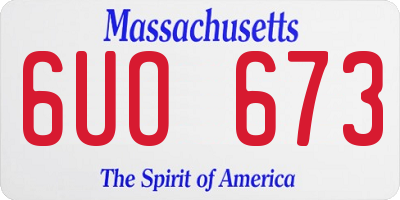 MA license plate 6UO673
