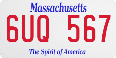 MA license plate 6UQ567