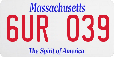 MA license plate 6UR039