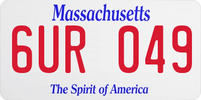 MA license plate 6UR049