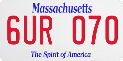 MA license plate 6UR070