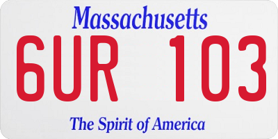 MA license plate 6UR103