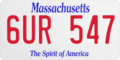 MA license plate 6UR547