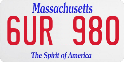 MA license plate 6UR980