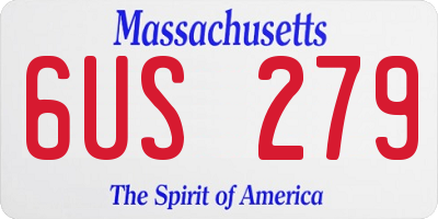 MA license plate 6US279