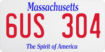 MA license plate 6US304