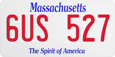 MA license plate 6US527