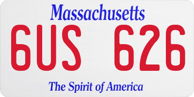 MA license plate 6US626