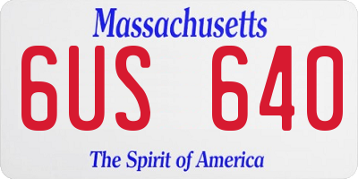 MA license plate 6US640