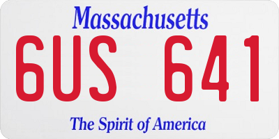 MA license plate 6US641