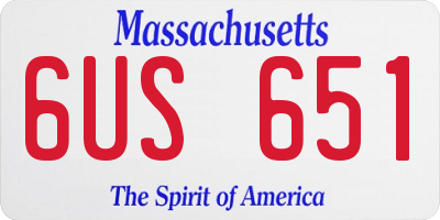 MA license plate 6US651