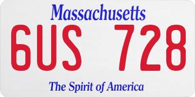 MA license plate 6US728