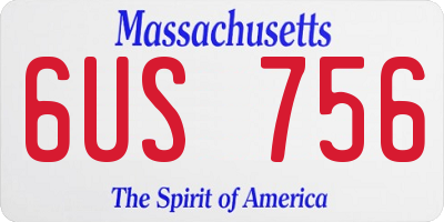 MA license plate 6US756