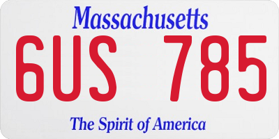 MA license plate 6US785