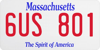 MA license plate 6US801