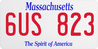 MA license plate 6US823