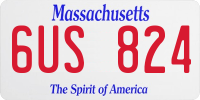 MA license plate 6US824