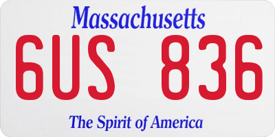 MA license plate 6US836