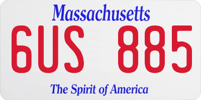 MA license plate 6US885