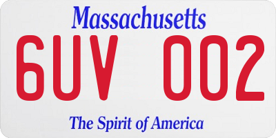 MA license plate 6UV002