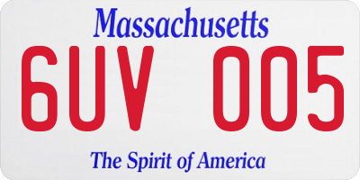 MA license plate 6UV005