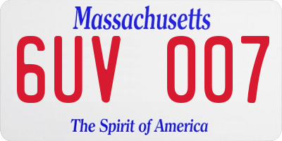MA license plate 6UV007