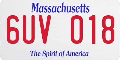 MA license plate 6UV018