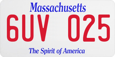 MA license plate 6UV025