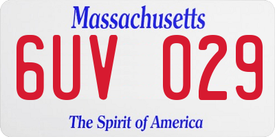 MA license plate 6UV029