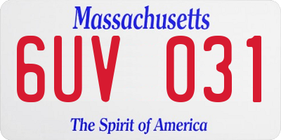 MA license plate 6UV031