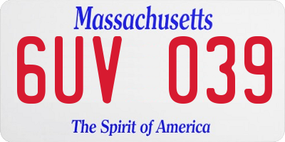 MA license plate 6UV039