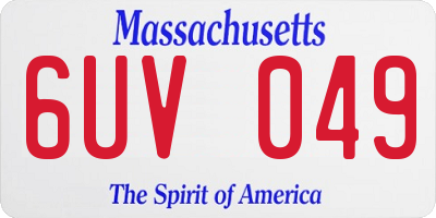 MA license plate 6UV049