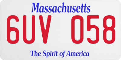 MA license plate 6UV058