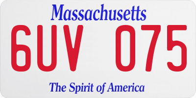 MA license plate 6UV075