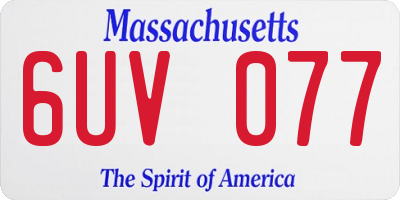 MA license plate 6UV077