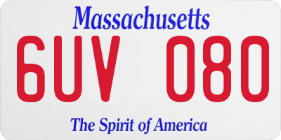 MA license plate 6UV080