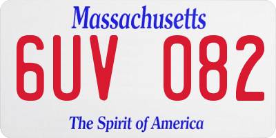 MA license plate 6UV082