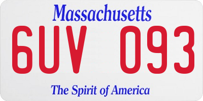 MA license plate 6UV093