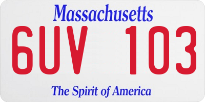 MA license plate 6UV103