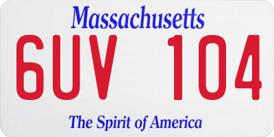 MA license plate 6UV104