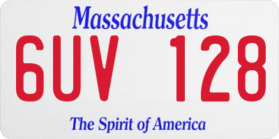 MA license plate 6UV128