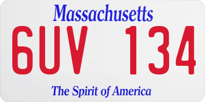 MA license plate 6UV134