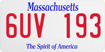 MA license plate 6UV193