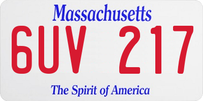 MA license plate 6UV217