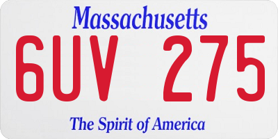 MA license plate 6UV275