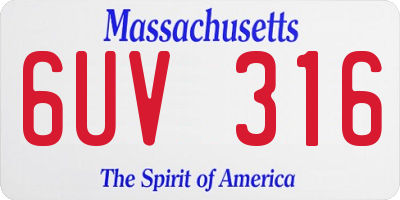 MA license plate 6UV316
