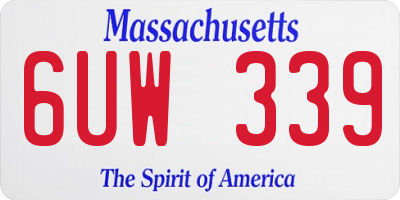 MA license plate 6UW339