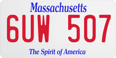 MA license plate 6UW507